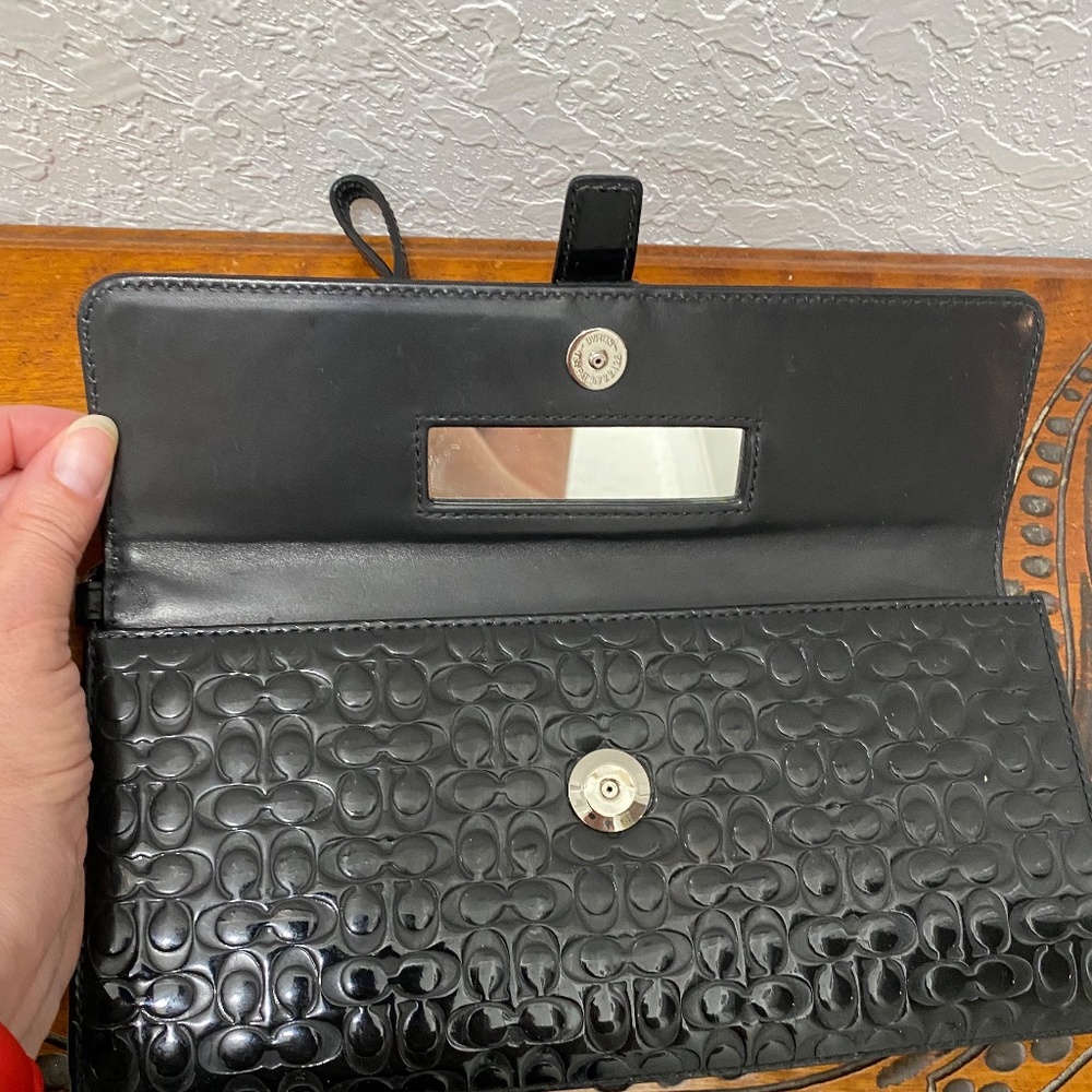Coach Wallet, Black, Leather, Wristlet - Picture 6 of 10